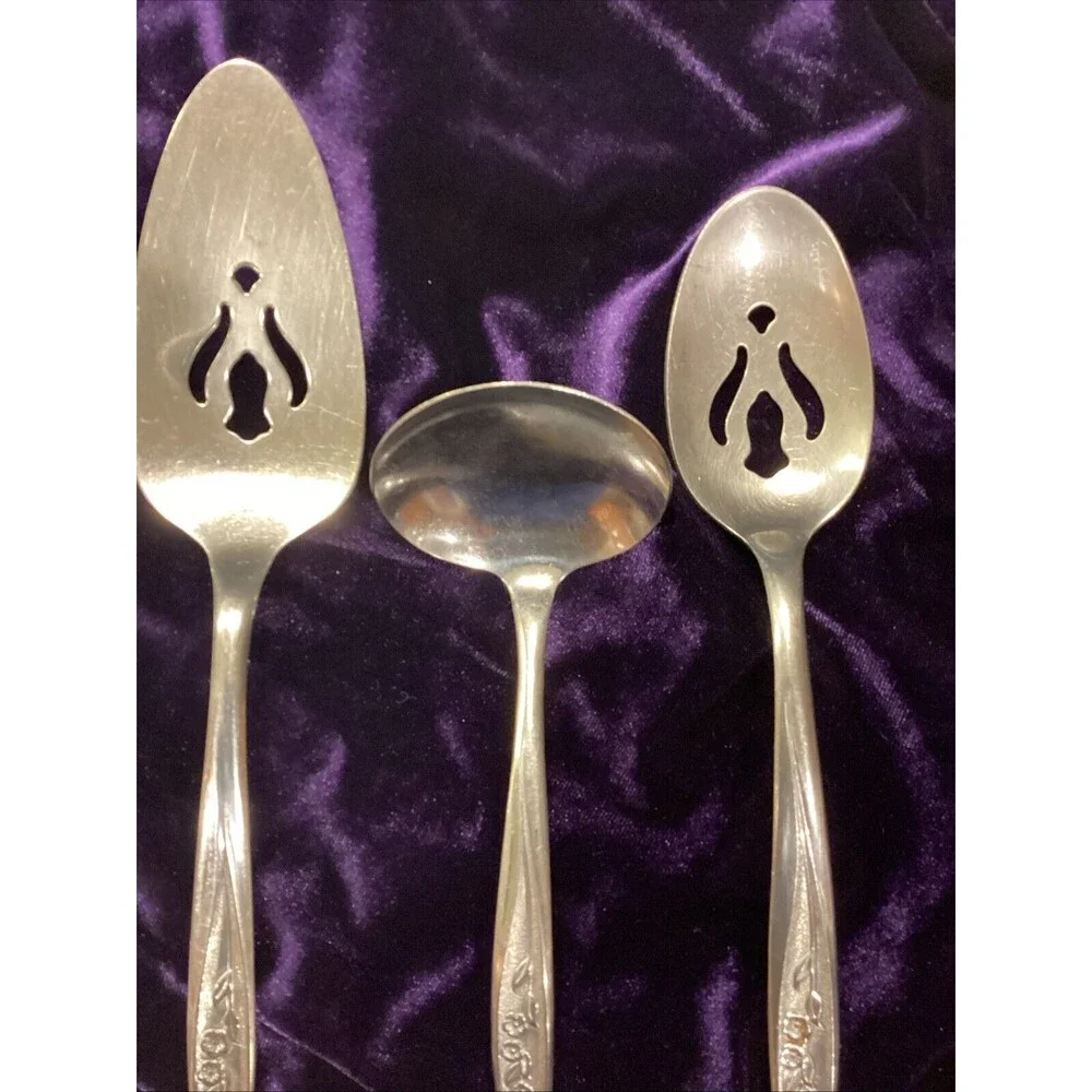 International Radiant Rose Serving Spoon Ladle Pie Server Lot Of 3 Discontinued